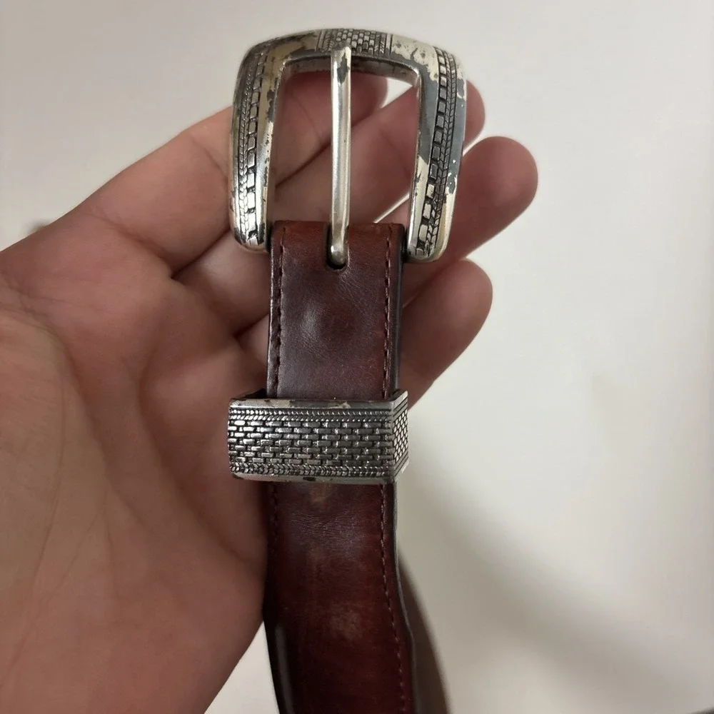 Onyx By Brighton Men's reddish brown leather belt size 42 vintage 1993